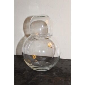 Vintage Bedside Water Carafe Bubble Clear Glass MCM Glass & Pitcher Decanter